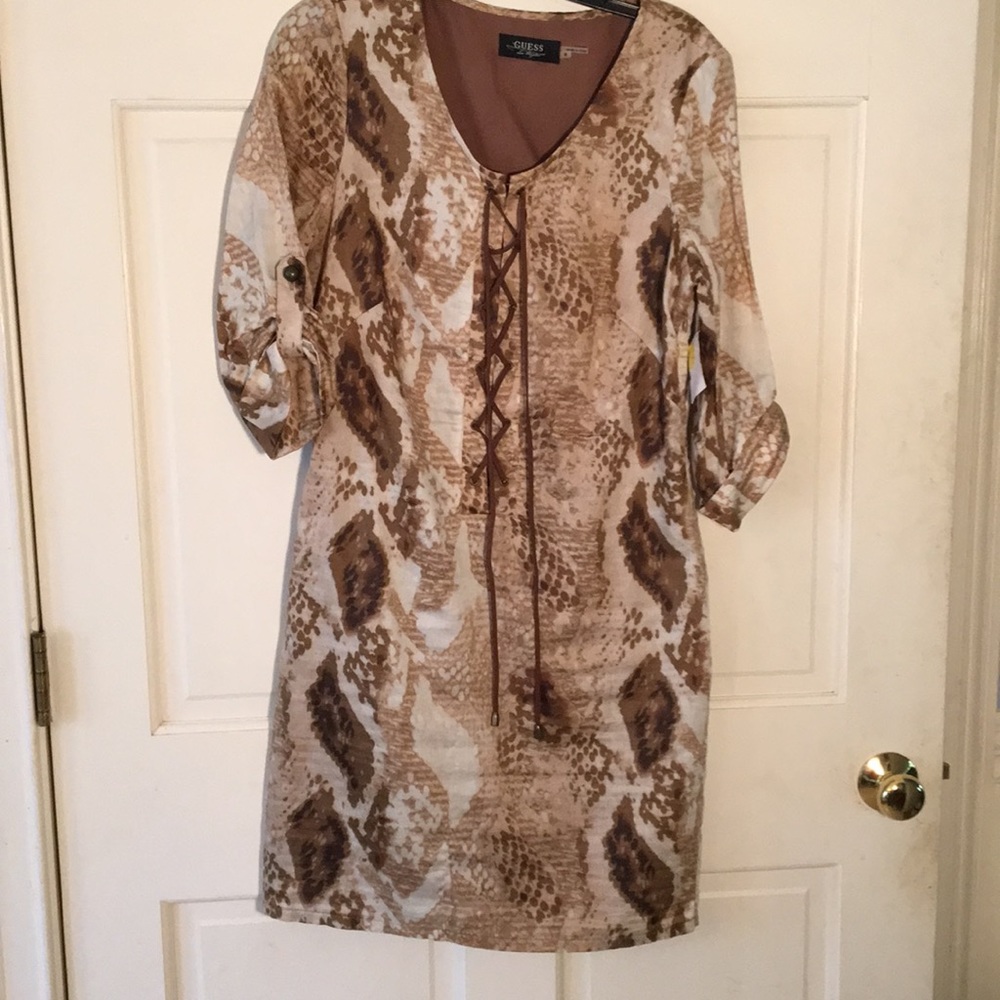 Guess Size 8 Snake Print Taupe Dress